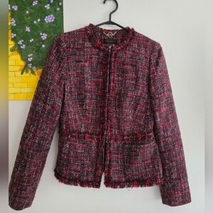 DKNY Burgundy Color Tweed Jacket by DONNA KARAN